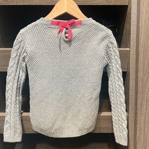NWT Little Girls GAP Sweater, Pink Back Bow Detail at Button Neck, Gray Sz 2T